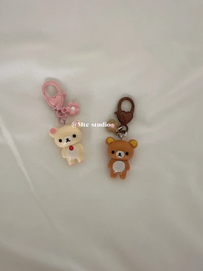 Kawaii Rilakkuma Lazy Bear Keychain Cartoon Doll Pendant Backpack Bag Phone Charm Key Ring Accessories for Girls Holiday Gift view 3