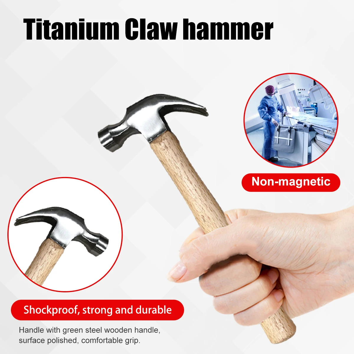SFREYA T1086 Titanium Claw hammer, Non-magnetic Tools Corrosion-resistant Lightweight Tools