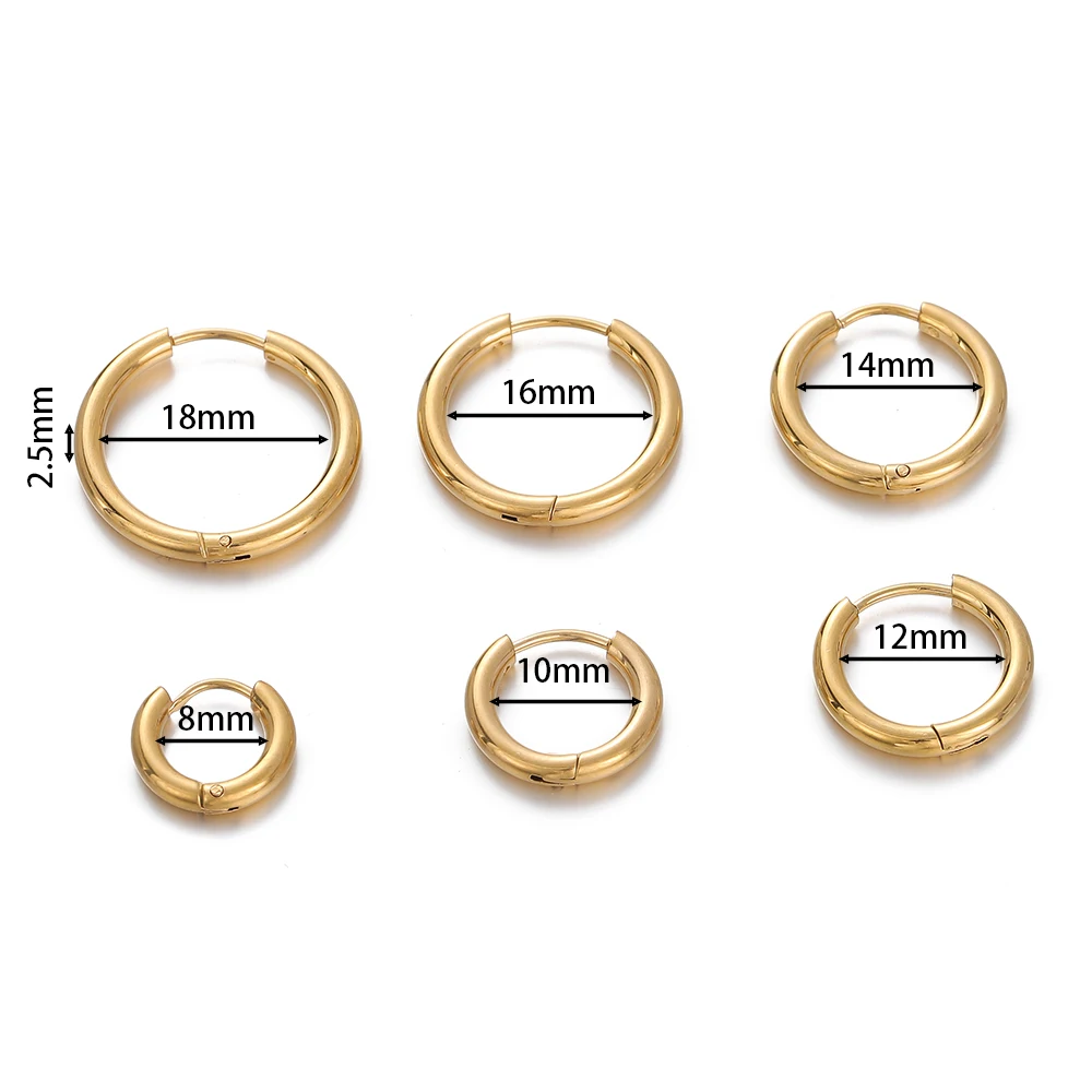 10pcs Stainless Steel Small Hoop Earring Piercing Ear Cartilage 8-18mm Women Round Circle Pendant for DIY Earring Jewelry Making image 2
