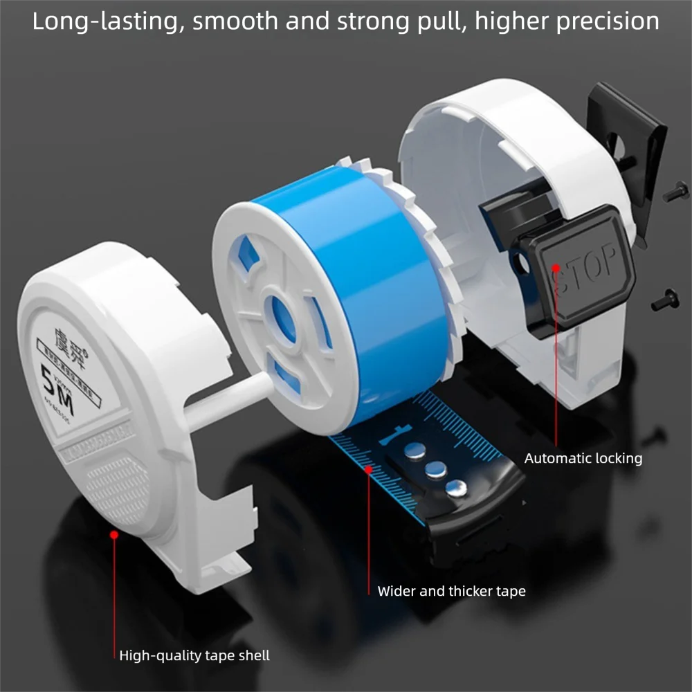 Misura di nastro da 3/5/7,5/10 metri Nastro di misurazione autobloccante a luce blu Righello estrattore di misura portatile resistente all'usura