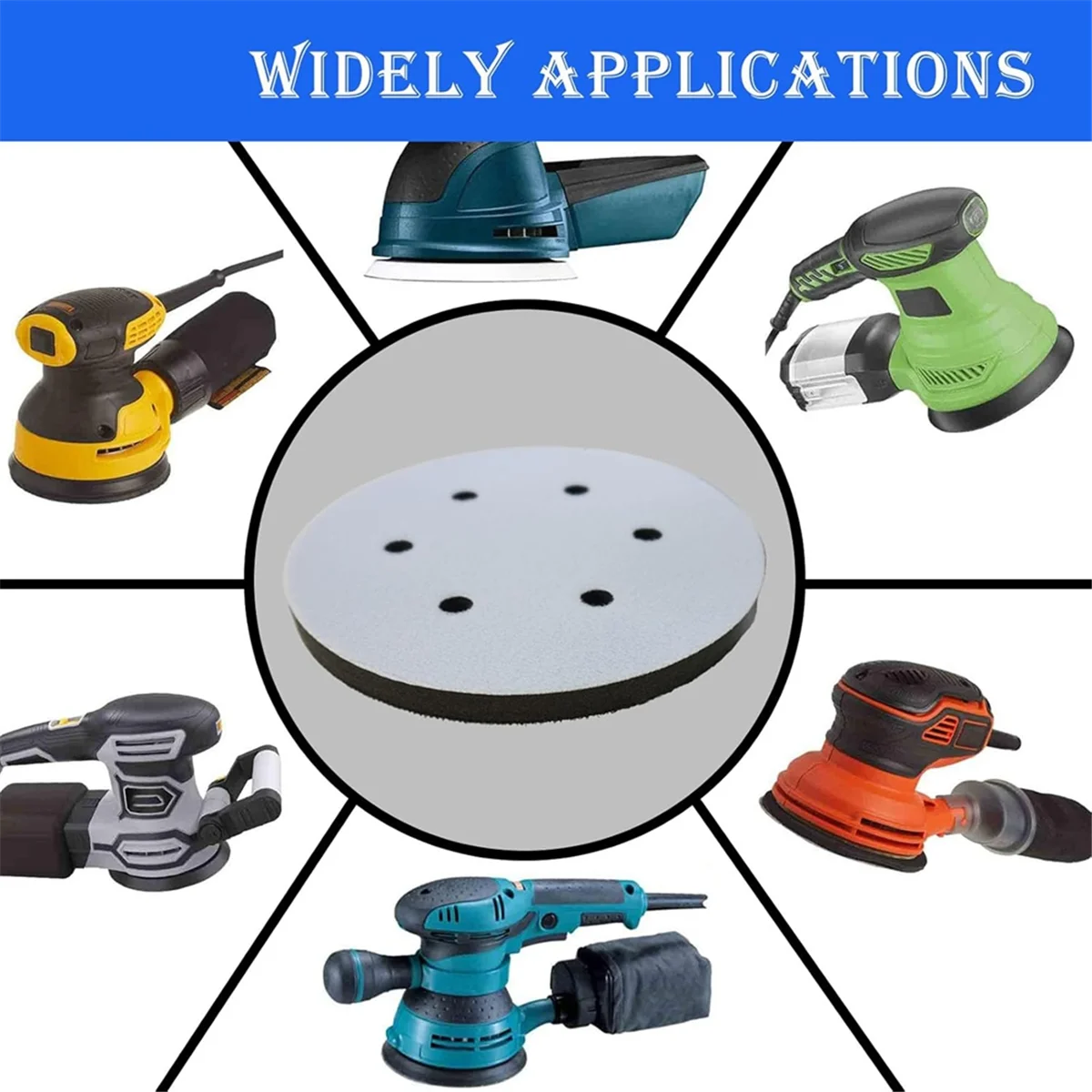 

A002 5 Pack 6 Inch Sanding Interface Pads Hook and Loop -Soft Density Sponge Cushion Buffer Backing Pads with EVA Foam