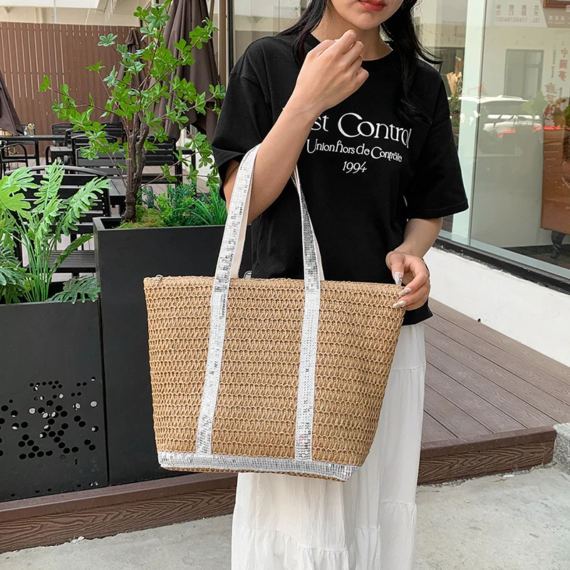 Large Capacity Straw Women\'s Handbag Luxury Designer Underarm Shoulder Bag Fashion Brand Ladies Casual Tote Beach Bag
