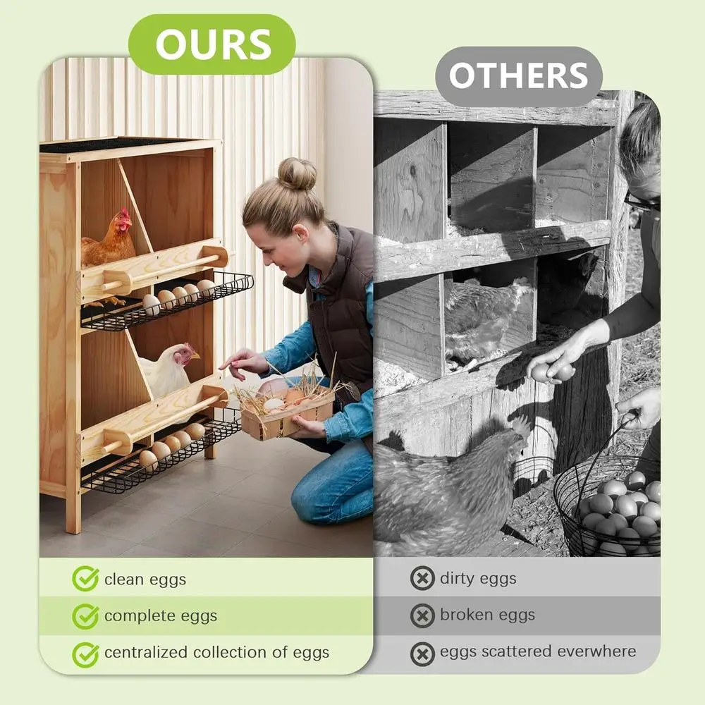 صندوق تعشيش الدجاج الخشبي مكون من 4 أقسام مع سقف أسفلت للدجاج والبط والدواجن والطيور