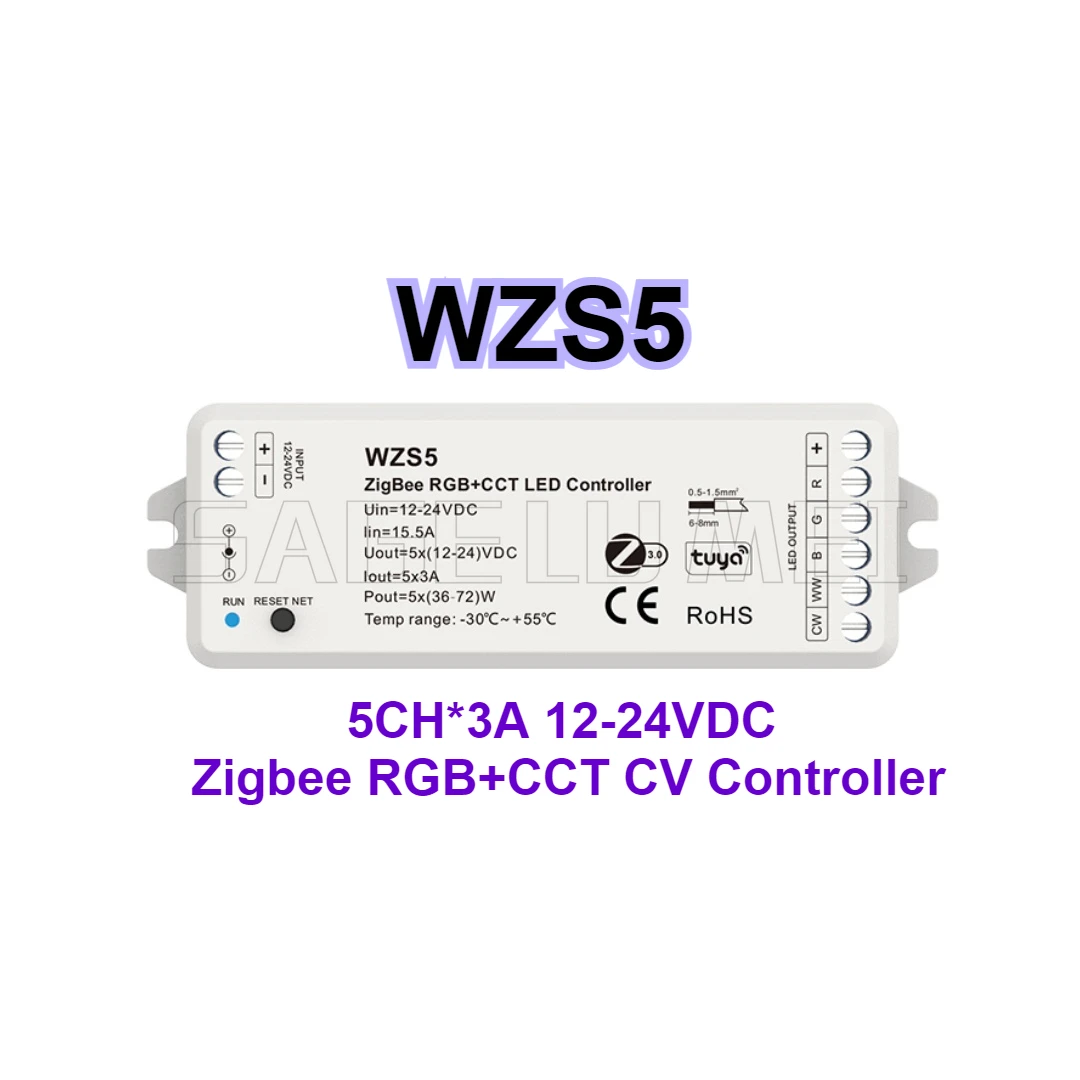 DC12-24-36V WZS1/2/3/4/5 Zigbee 3.0 LED Controller Voice /Google/Alexa control For Single Color CCT RGB RGBW RGB+CCT Led Strip