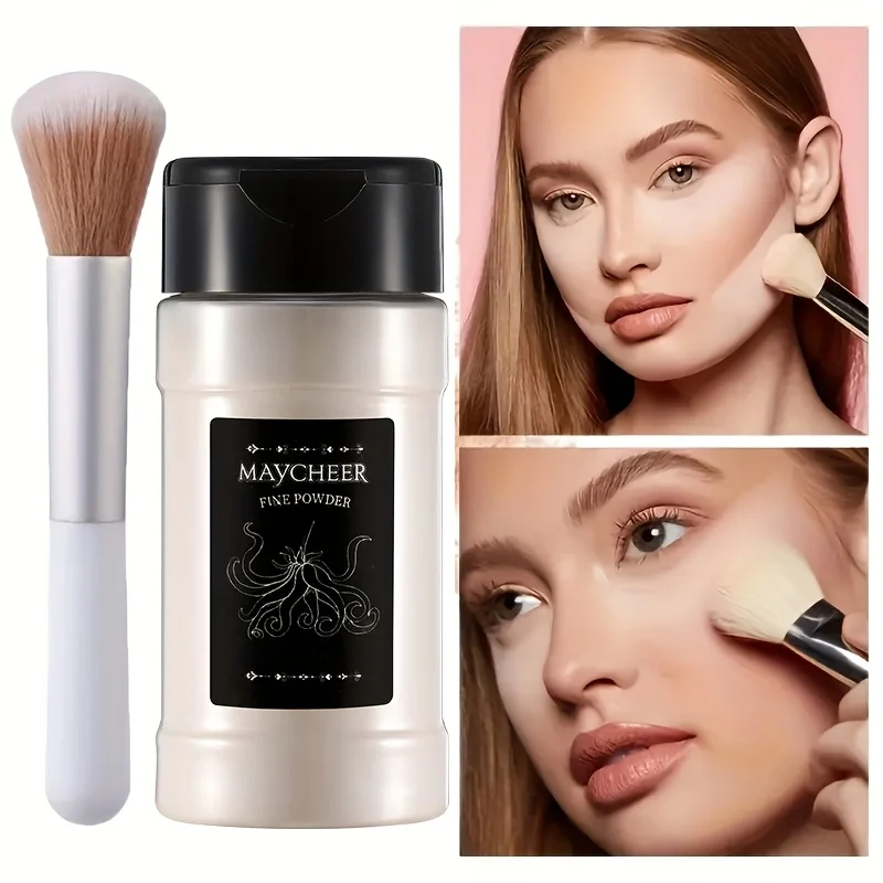 Setting Powder with Makeup Brush Set, Oil Control Face Finishing Powder, Blur Pores Long Lasting Makeup for Daily Party Hallowee
