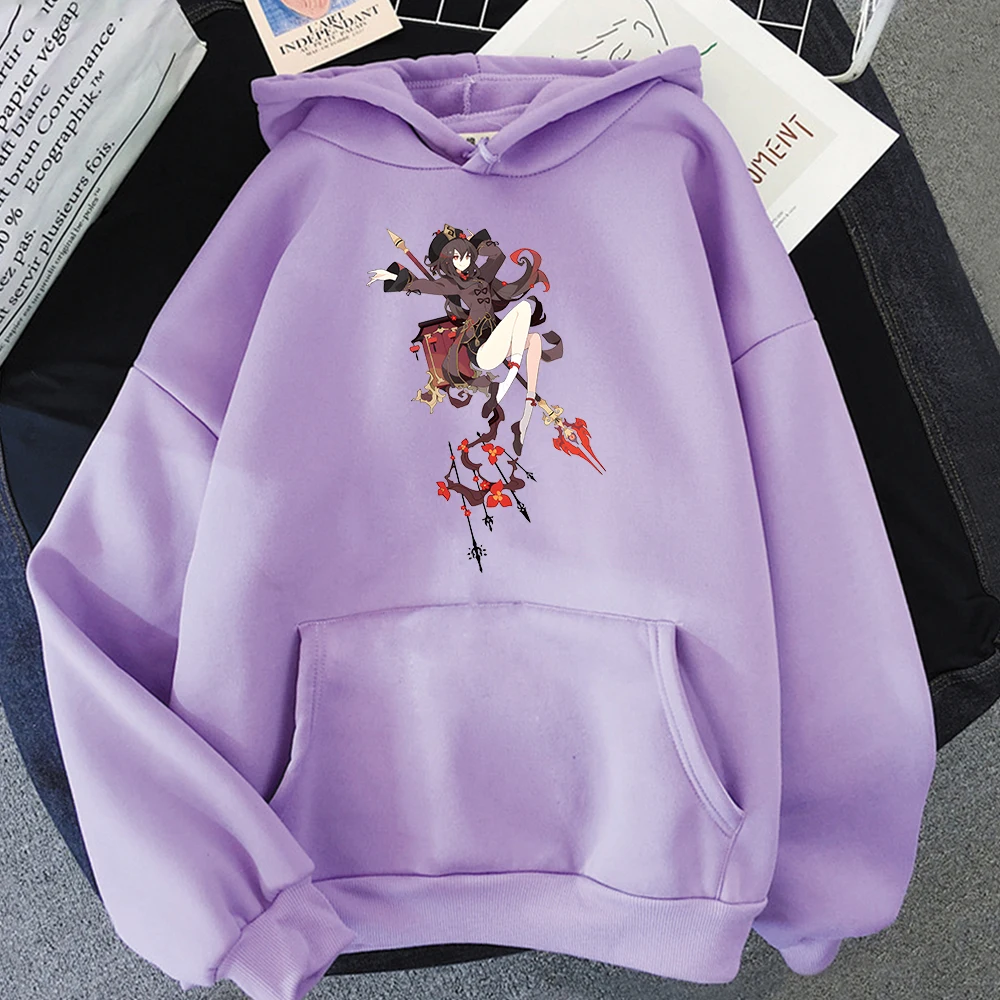 Hu Tao Hoodie Genshin Impact Sweatshirts Women Spring Long Sleeve Clothes Girls Oversized Tops Kawaii Graphic  Print Pullovers