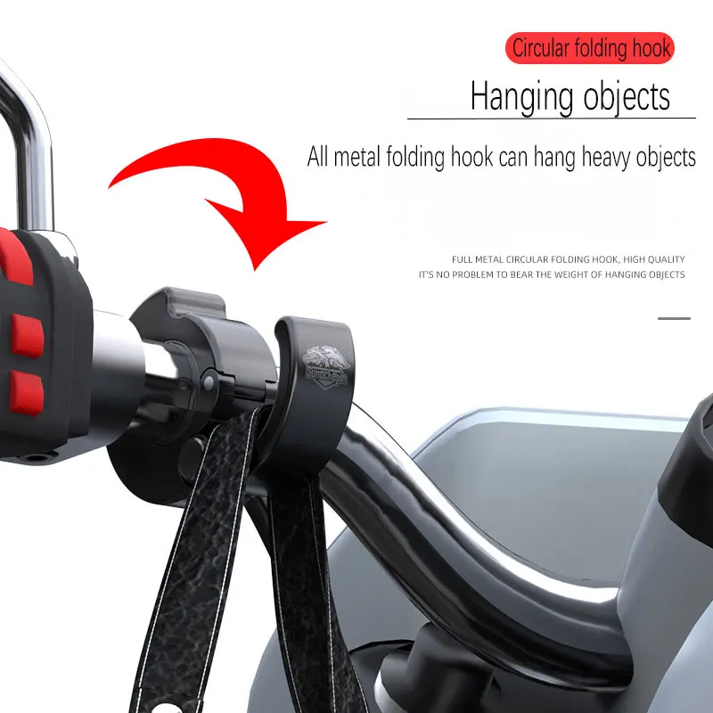

Suitable for 18-28mm hooks, universal front non perforated motorcycle hooks, electric bike hooks, bicycle hooks, pedal hooks