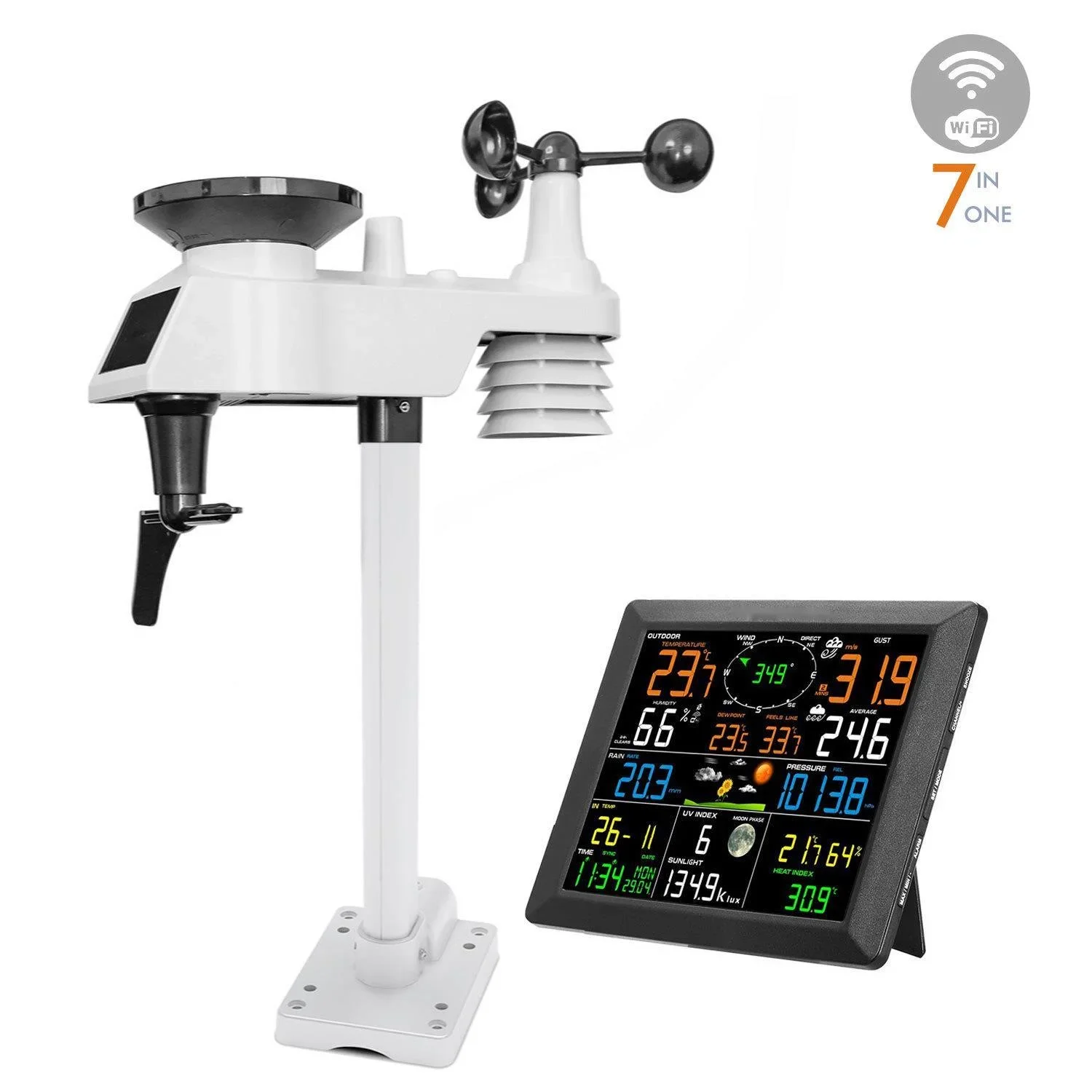 Large Screen WiFi Wireless Weather Station 24H Weather Forecast Measurement Wind Speed Rainfall Temperature Humidity UV factory