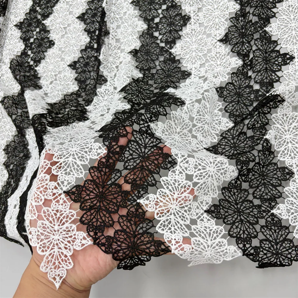 Neuer Stil Nigerianische 2026 Hochwertige Spitze Wasserlösliche Bestickte Modische Weiße/Schwarze Weiche Spitzenstoffe 5 Yards – Detail 10