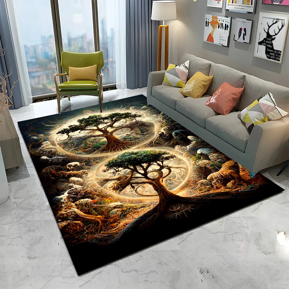 Viking Norse Yggdrasil Tree of Life Carpet Rug for Home Living Room Bedroom Sofa Doormat Decor,Kid Area Rug Non-slip Floor Mat