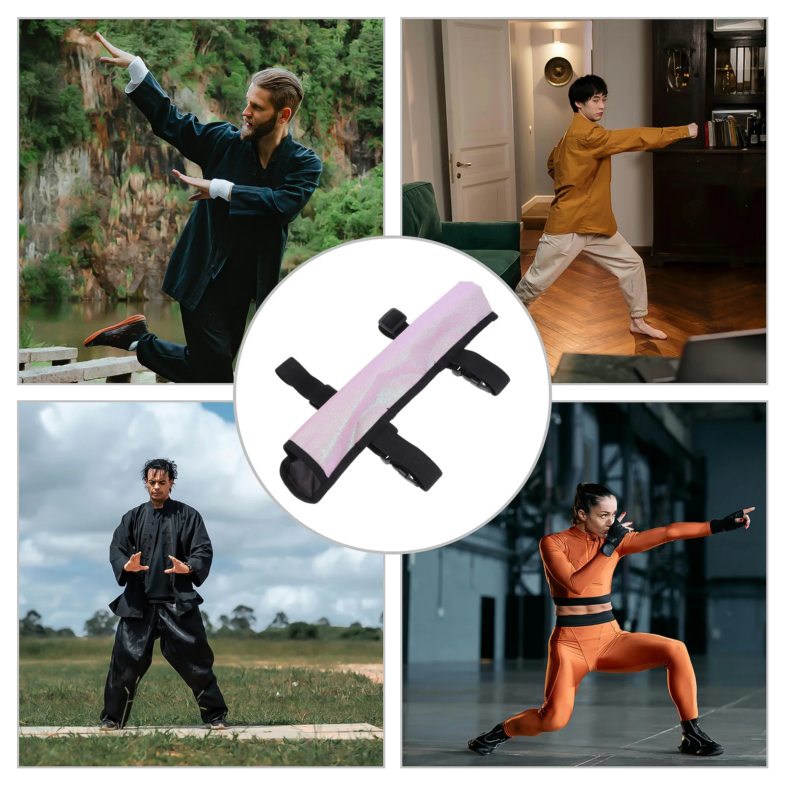 Adjustable Thigh Strap Holder Folding Hand Fan Bag Kung Fu Tai Chi Pouch Portable Canvas Leg Accessory for Dance Performance