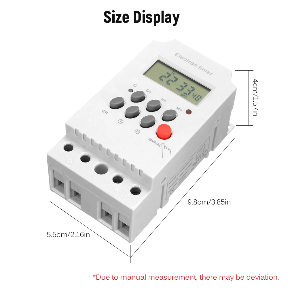 AC 220V 25A Digital Programmable Timer Din Rail Electronic Timer Time Switch Controller with LCD Display Clock Outdoor Tools