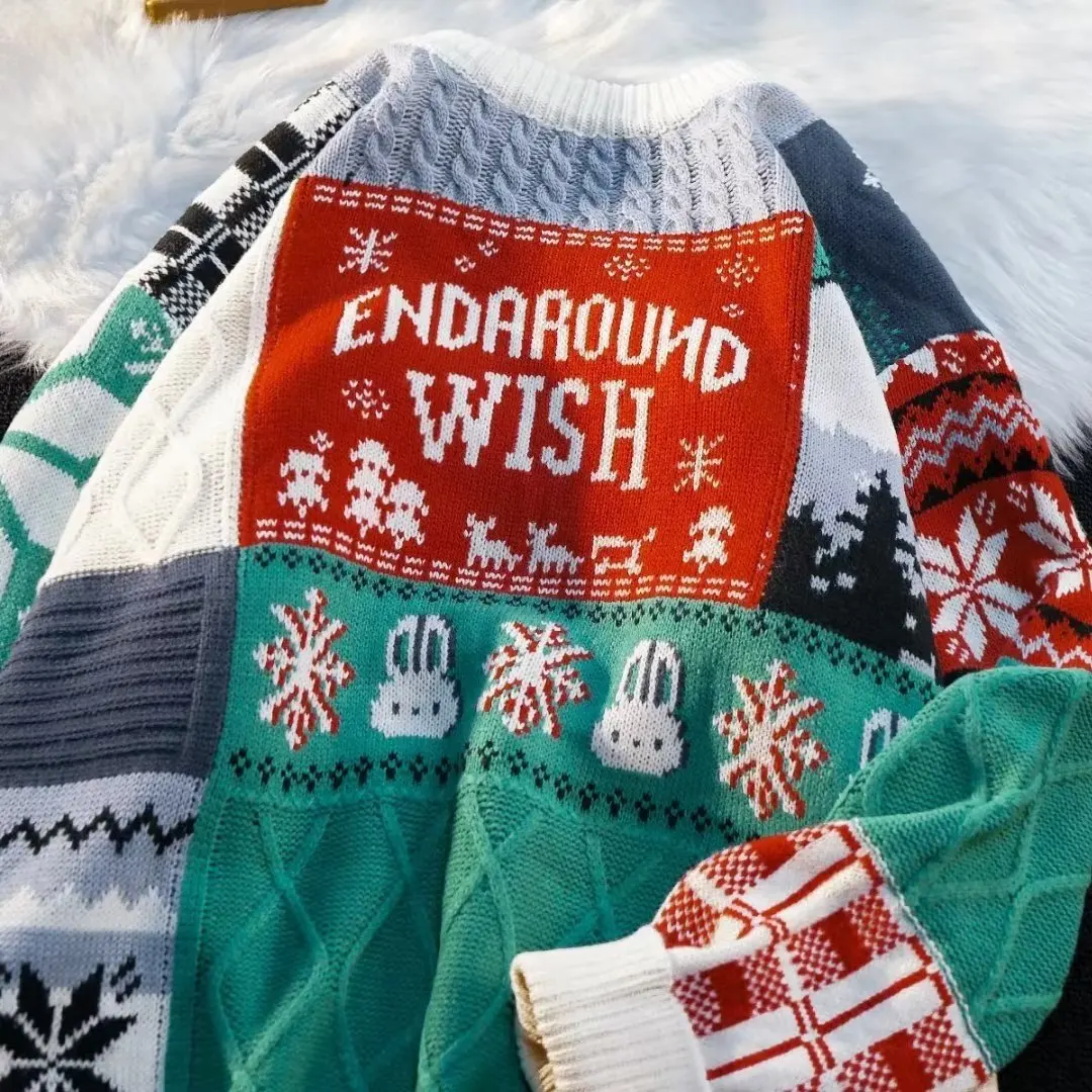 2025 جديد محبوك اللون Blo Cisas loween فضفاض Sle جولة Ne سترة الرجال مريحة للتنفس طويلة Sve أعلى