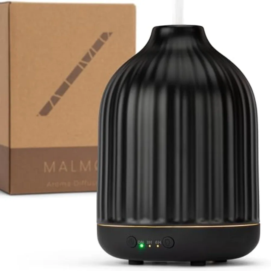 Difusor de Cerámica de 250 ml - Difusor de Aceites Esenciales Negro - Difusor de Aromaterapia - Difusor de Aceites No Tóxicos para el Hogar