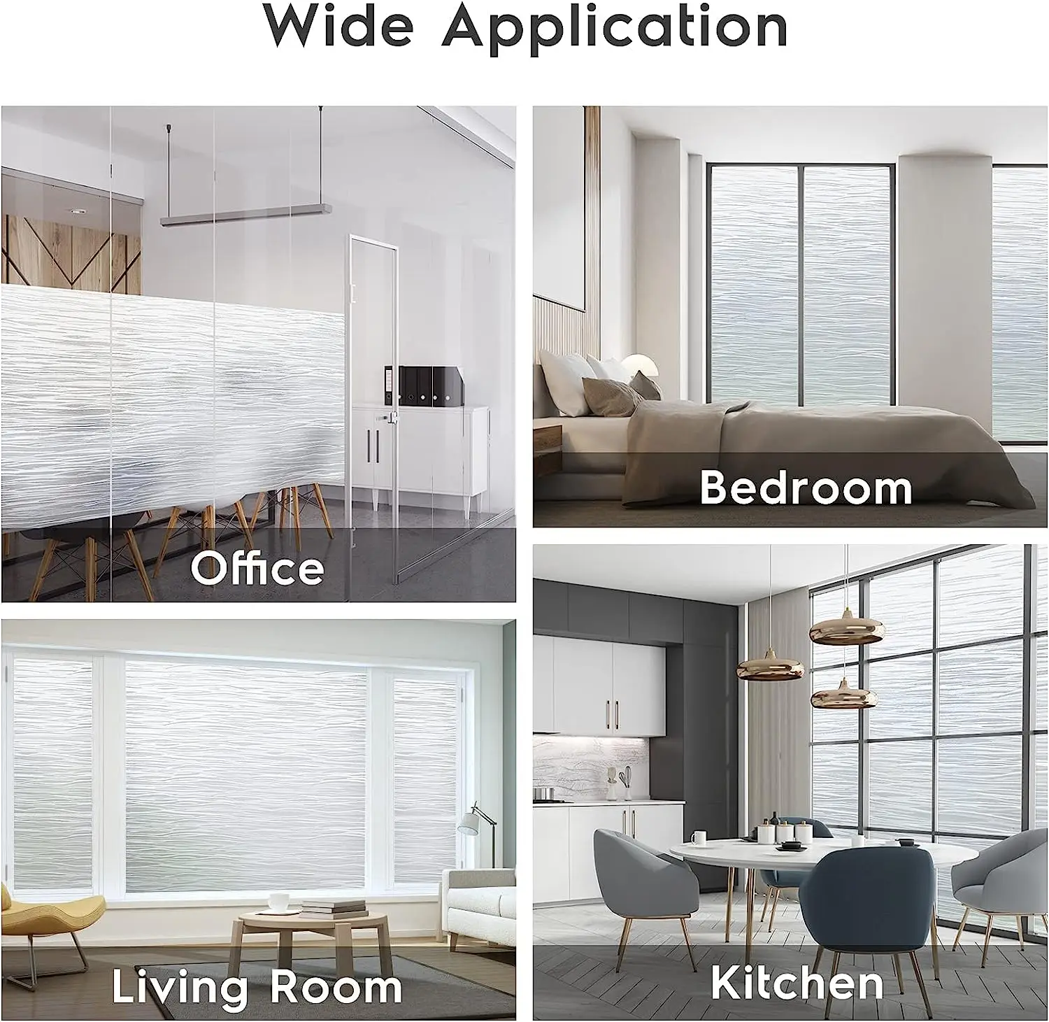 Window Privacy Film Frosted Glass Film Removable Vinyl Door Window Coverings UV Blocking Self Static Cling for Home Decor