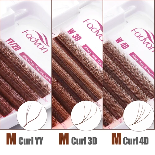 Imagen 2 del producto FADVAN pestañas marrones 4D/3D/5D pestañas en forma de W imitación visón D/M rizo pestañas brasileñas suaves naturales extensiones de pestañas prefabricadas