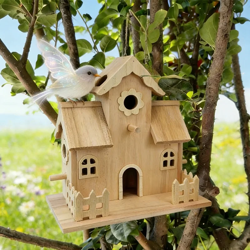 Kemorela 2026 1pc New Hanging Wooden Birdhouse Suitable For Hummingbirds Cardinals And Blue Robins Made Of Wood Composite Board