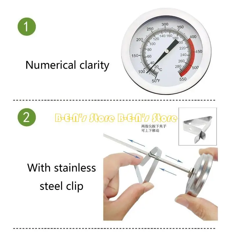 Y1AD Stainless Steel Stem Thermometer Cooking Thermometer for Turkey BBQ Grill