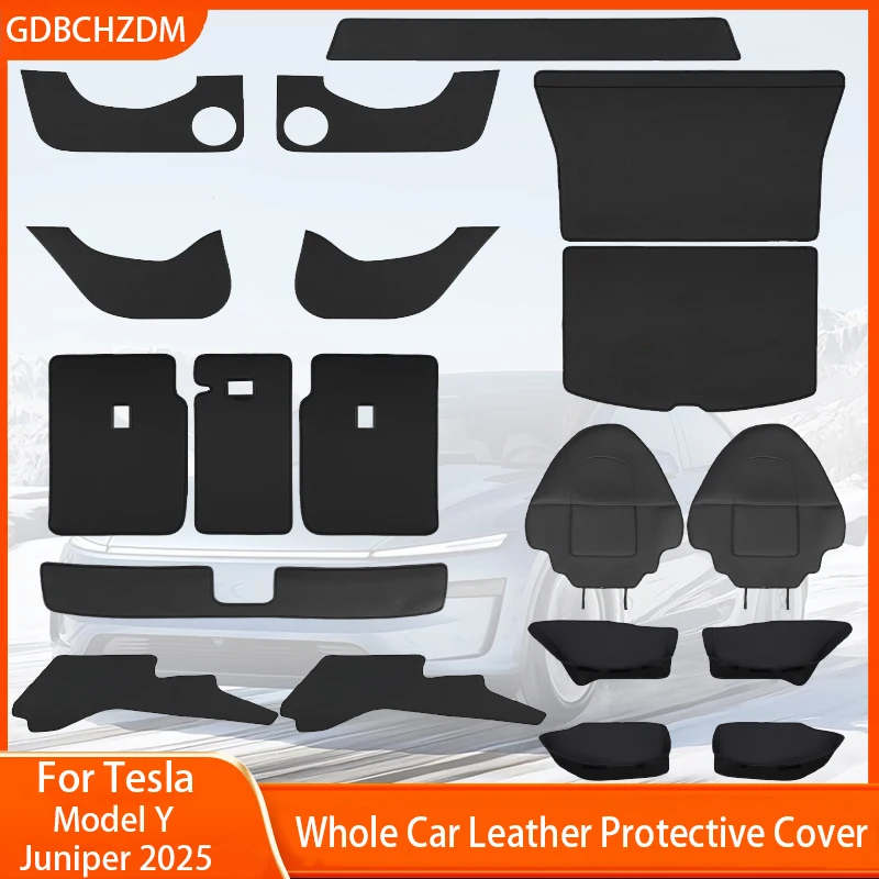 

For Tesla Model Y Juniper 2025 Leather Style Door Kick Pads Threshold Protection Pads Seat Corner Protectors And Trunk Cushions