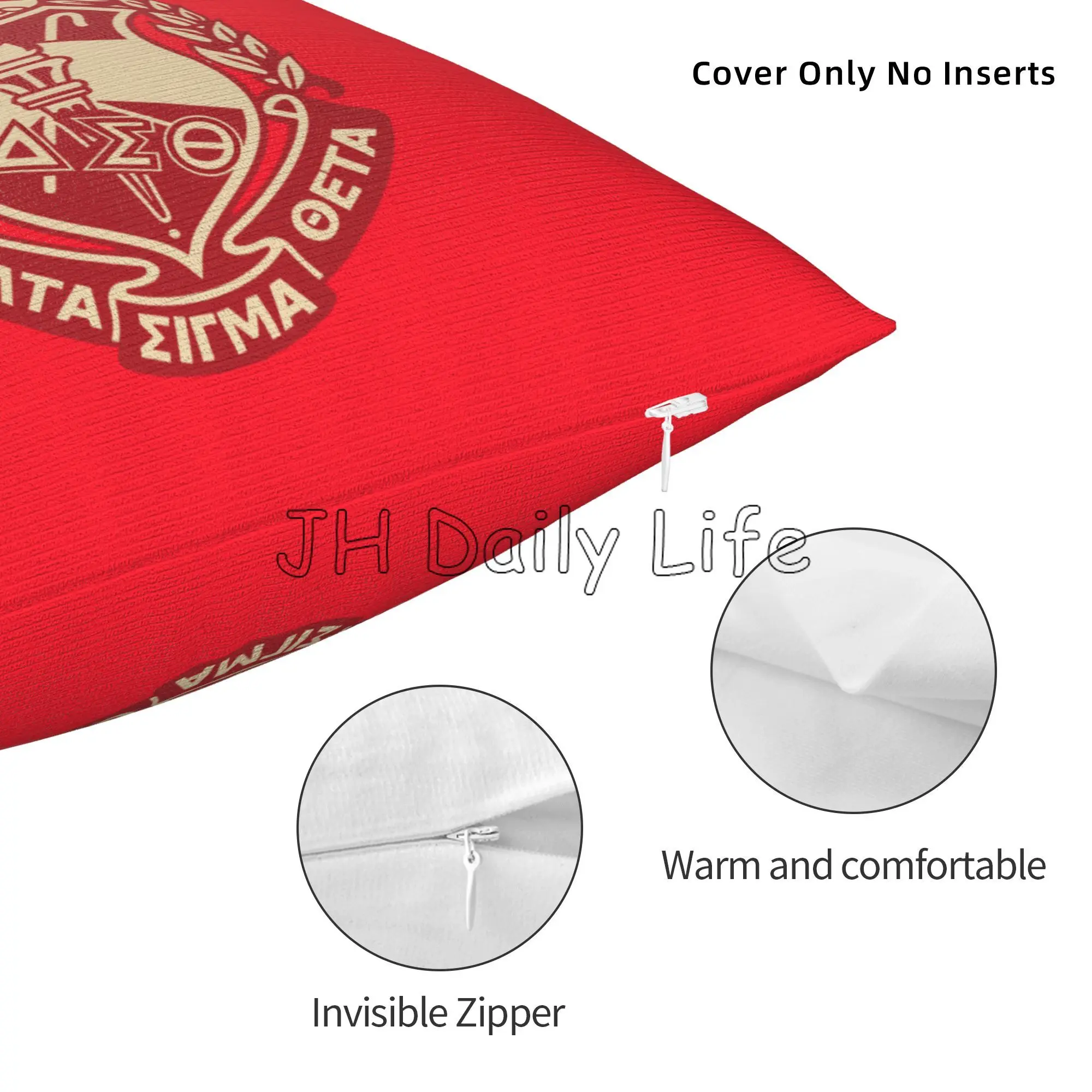 Delta Sigma Theta Sorority Print Throw Pillow Cover Pillowcase Gift for Girls Women Cushion Cover for Couch Bed Car 18x18 Inch