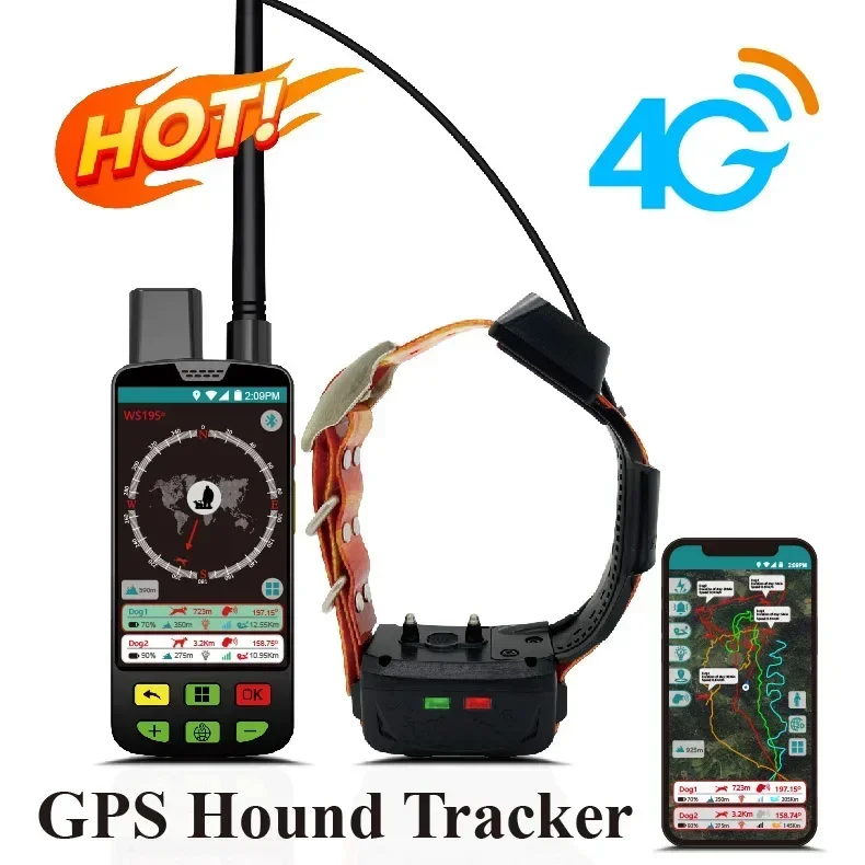 High end 4G hunting tracker dog tracking gps pet collar for pets（A tracking mon-itor + A locator collar）