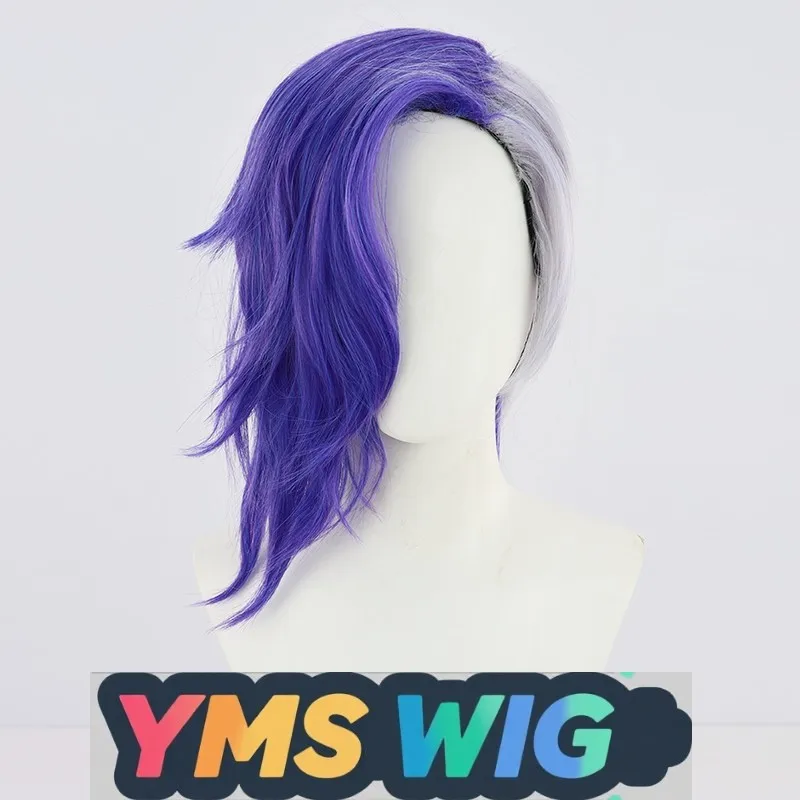 【Hombre libre】Peluca de cosplay Peggy Wan de una pieza, doble color a juego, piratas bestias, púrpura, largo y rizado