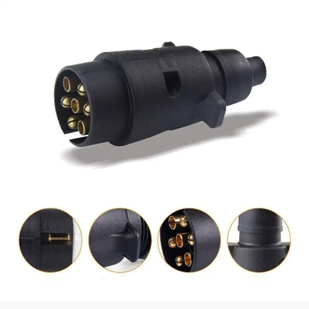 12V 7 Way Round Standard European Car Plug Connector Plastic 7 Pin Socket Plugs For Trailers RVs Waterproof Plugs Socket Adapter