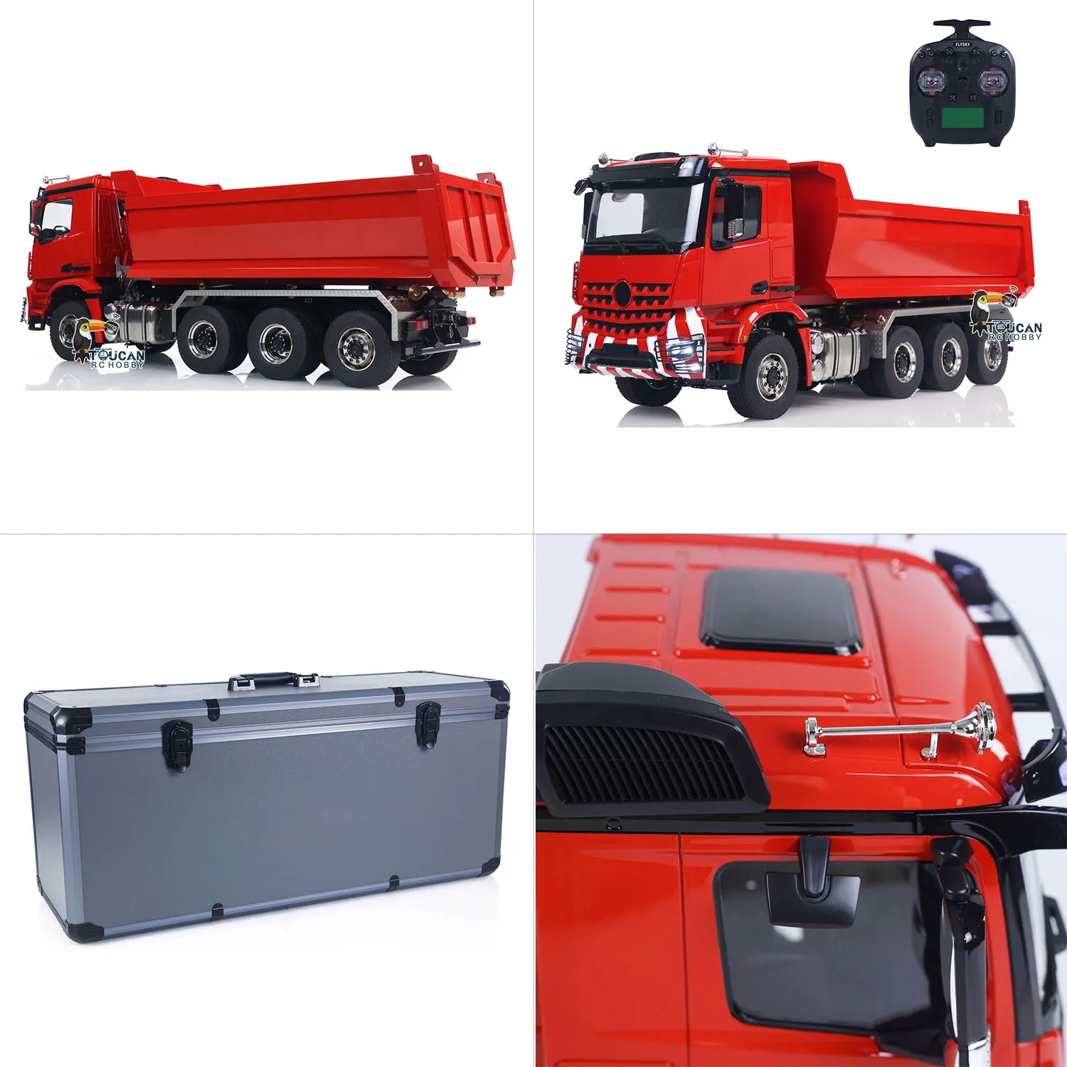 

Toy 8x8 Hydraulic RC Full Dump Truck 1/14 Radio Control Dumper Tipper Car 3-speed Sound Light Assembled Vehicle for Boy TH23683
