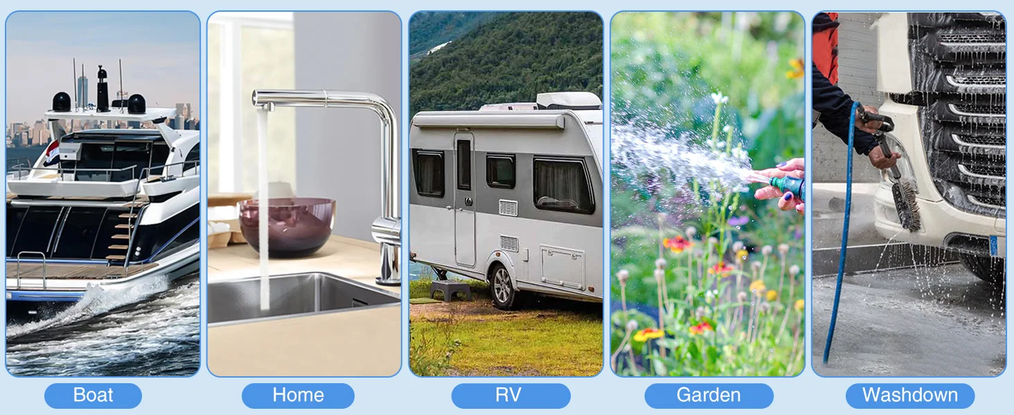 Nilight RV Water Pump 12V Camper Water Pump 5.5 GPM 70 PSI with Pressure Switch & Strainer Heavy Duty Diaphragm Pump Self-Priming Low Noise for RV Camper Marine Yacht Caravan Trailer, Fresh Water Transfer Pump for Motorhome Boat Caravan Outdoor System