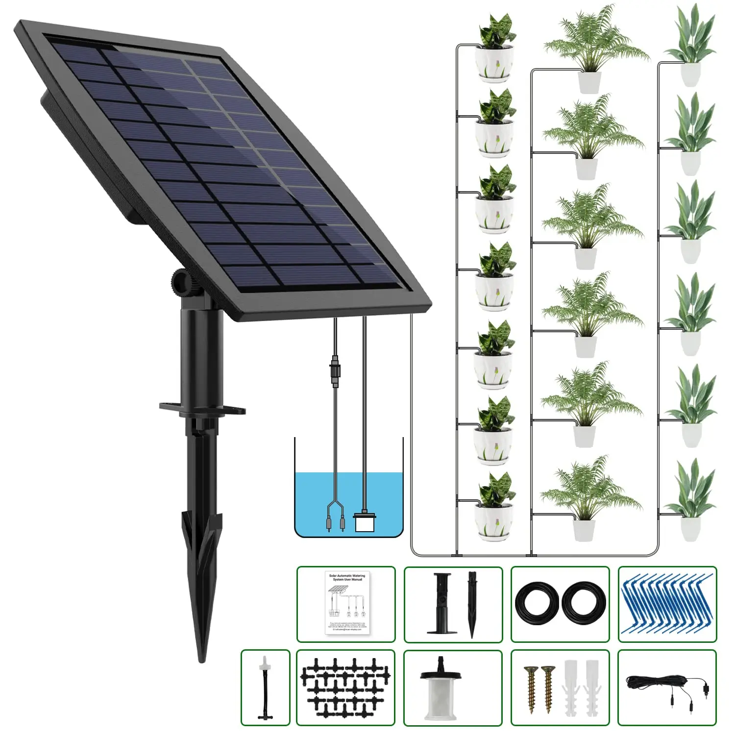 

Solar Drip Irrigation System Garden Plant Watering System Kit Automatic Irrigation System for the Balcony Plant Bed and Home