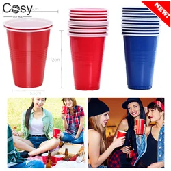50pcs 16oz Plastic Party Cups For Beer Pong, Disposable Water Cups Recyclable Red Cups with Fill Lines For Drinks,bbq,picnic
