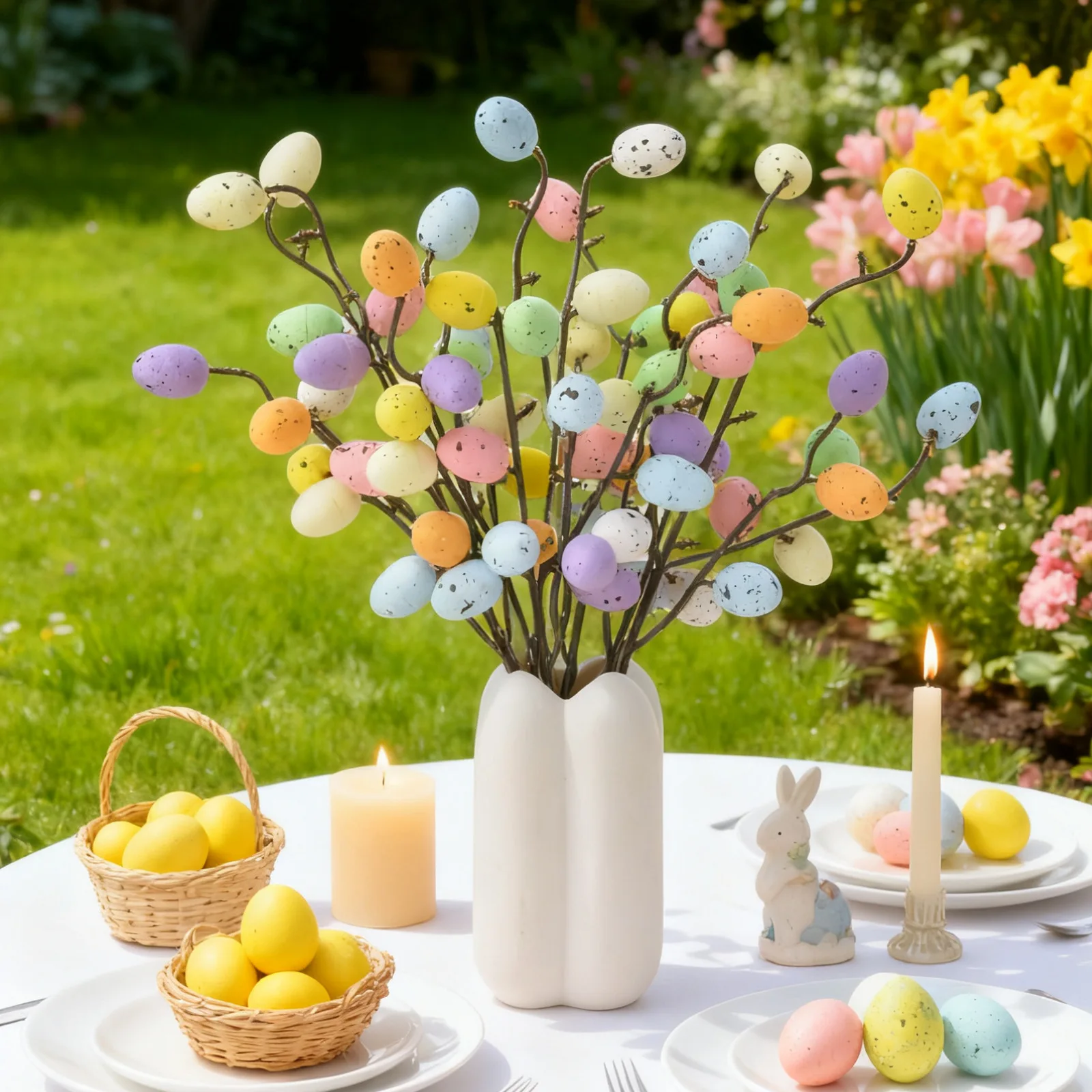 

5PC Easter Colorful Egg DIY Bouquet Flower Branch Decor for Spring Party Easter Garden Holiday Bouquets Flower Easter TableDecor
