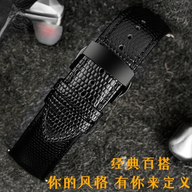 For Rossini T5793 Medal Series Genuine Leather Watch Band 517793 Fashion Lizard Pattern 9633 Watch Chain