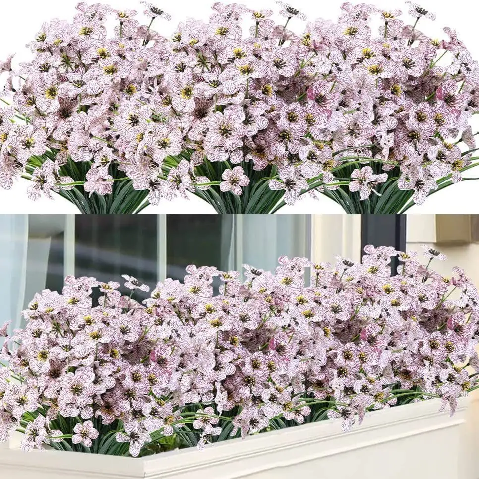 Künstliche Frühlingsgras-Veilchen verblassen nicht, 35 cm, Kunststoffpflanzen, Outdoor-Gartendekoration, künstliche Blumen, Familienparty-Dekoration – Detail 4