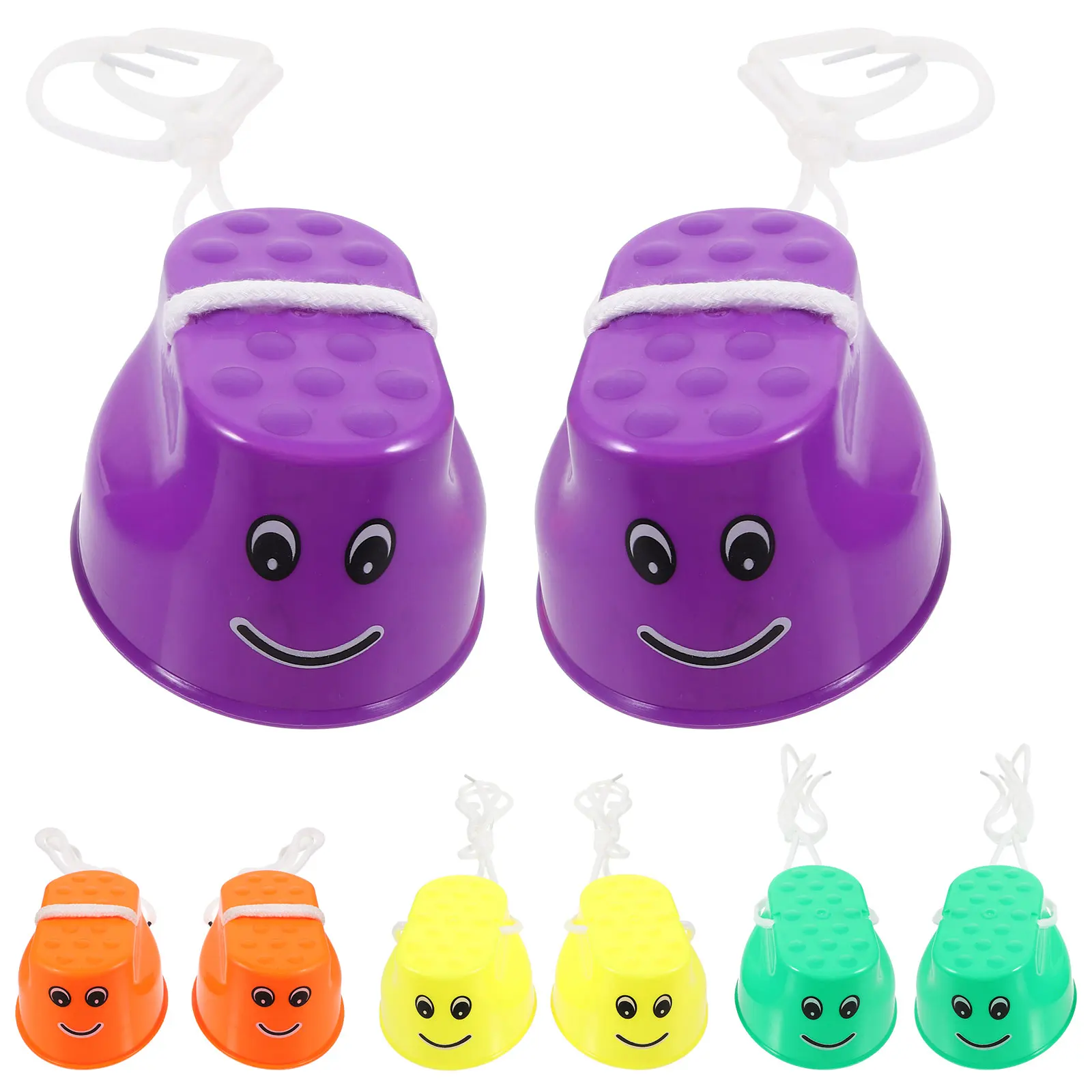 

Plastic Kids Toys Thickened Bucket Stilts For Kids Non Slip Adjustable Rope Length 4 Pairs Stilt Walking Toy Outdoor Games