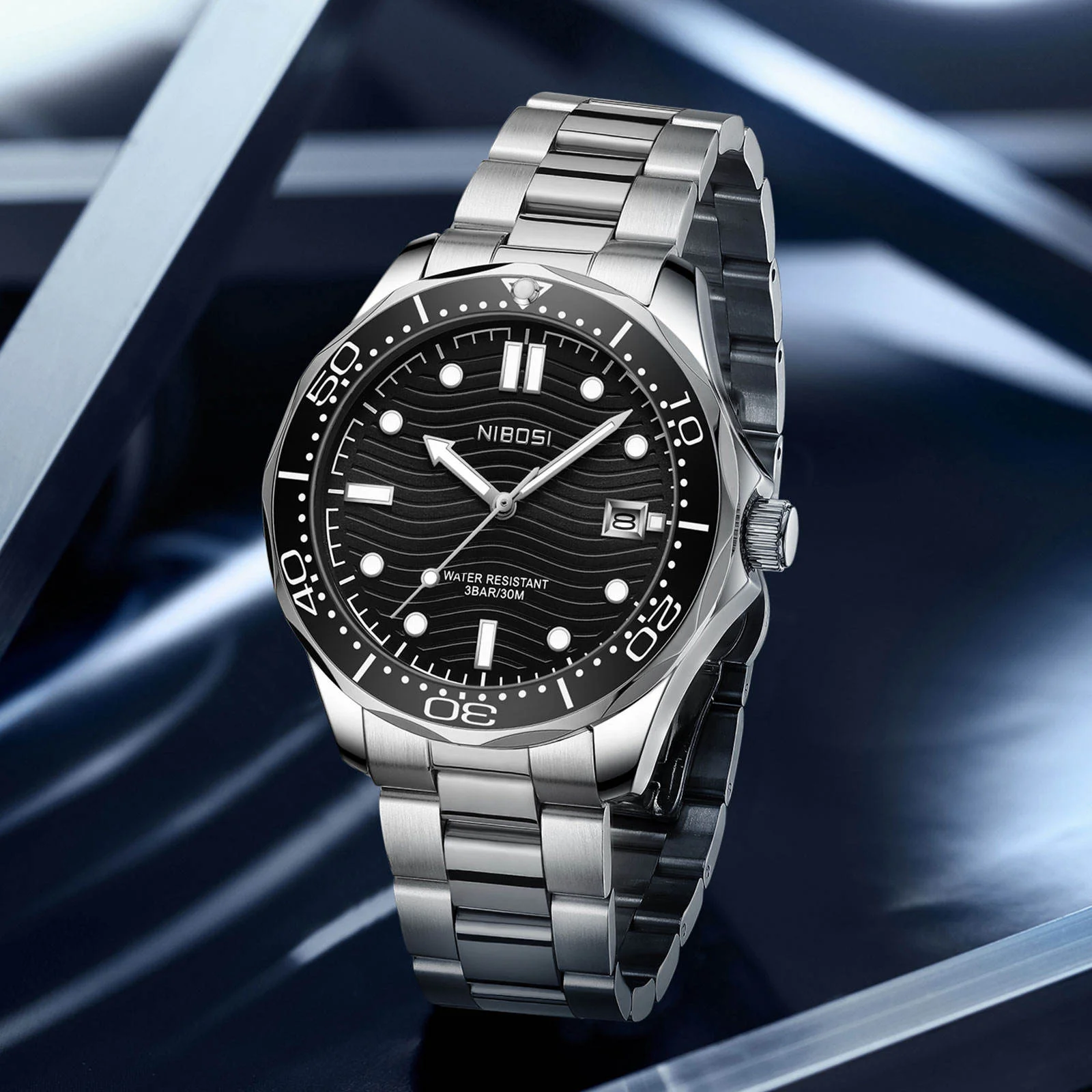 

NIBOSI Роскошные часы мужские модные часы для дайвинга из нержавеющей стали водонепроницаемые светящиеся часы с датой мужские кварцевые наручные часы Reloj Hombre