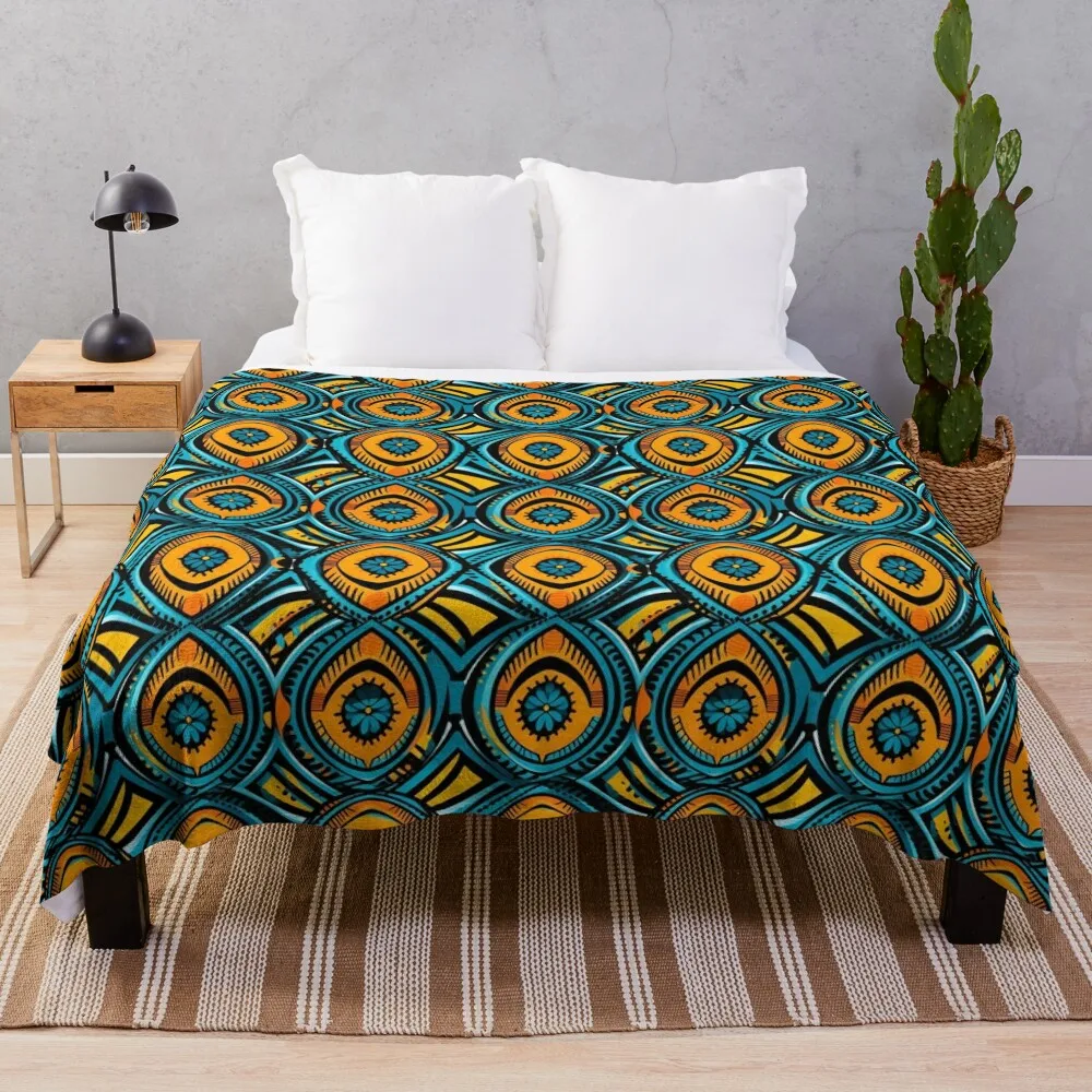 

West African Vibrant Pattern Throw Blanket Thin Weighted Blankets