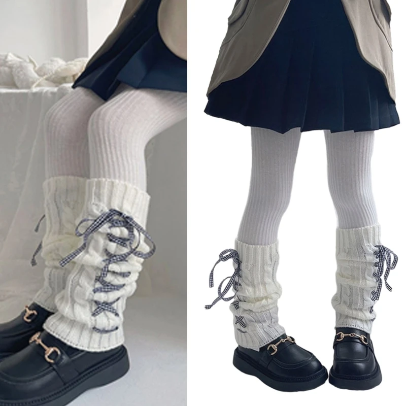

Fashion Leg Warmers for Little Girls Knee High Socks for Dress Toddler Slouchy Lace Up Bowknot Socks Thick Warm Leggings A2UB