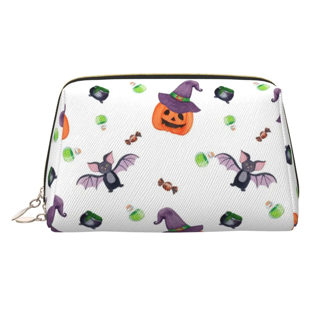 

Halloween Ghost Pumpkin Bats Women Cosmetic Bags Travel Makeup Organizer Pouch Toiletry Storage Dopp Kit Case