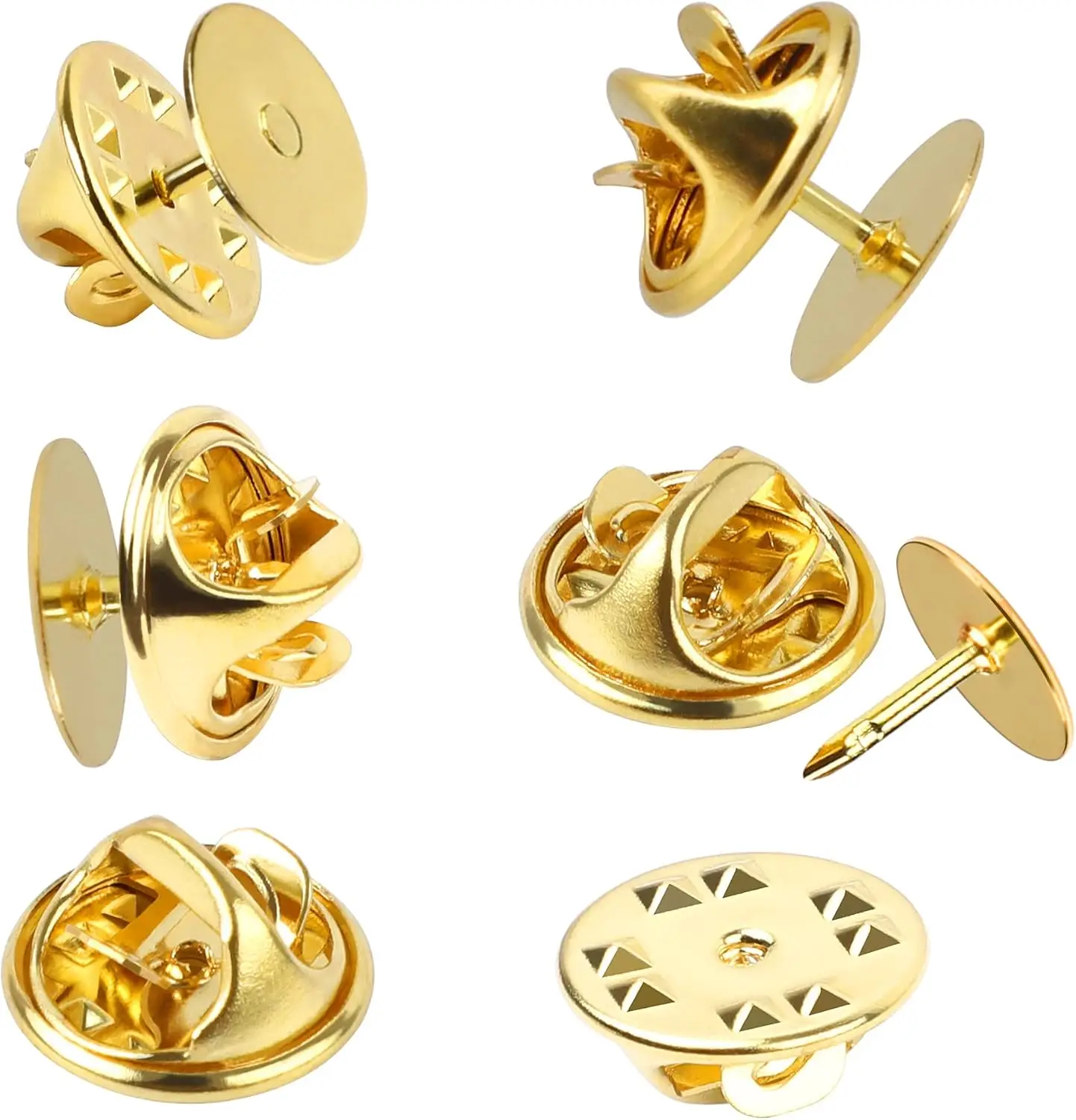 

120 Pairs Butterfly Clutch Tie Tacks Pin Back Replacement Blank Pins 8mm Length 10mm Width for Craft Making (10mm, Gold)