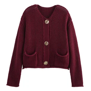 زيفيتي-كنزة محبوكة بأكمام طويلة للنساء ، بلايز أنيقة ، معاطف قصيرة ، جاكيت أنيق ، تصميم جيوب ، نسائي ، أنيق ، جديد، CT6280 معطف الكروشيه المصنوع يدويا 8 مبيعا - رقم 5