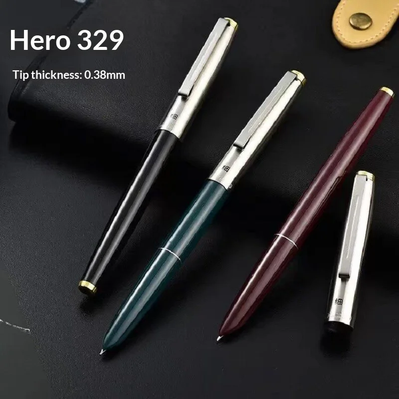 

Перьевая ручка HERO 329, особо тонкая, с иридиевым пером 0,38 мм, для плавного письма, деловая ручка для подписи, для каллиграфии, подарочная канцелярская принадлежность