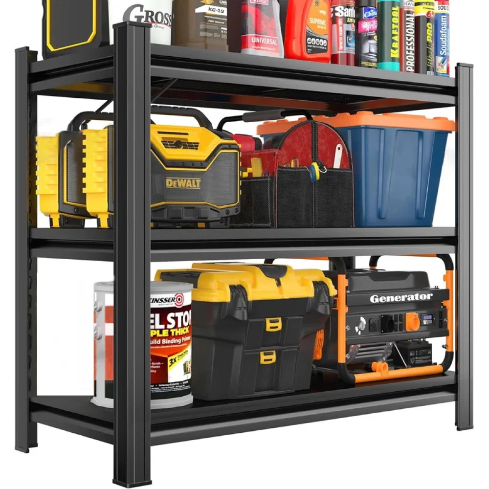 

3-Layer Storage Rack,Adjustable Height Partition, Suitable For Living Room, Kitchen, Supermarket, Garage.Black,Requires Assembly