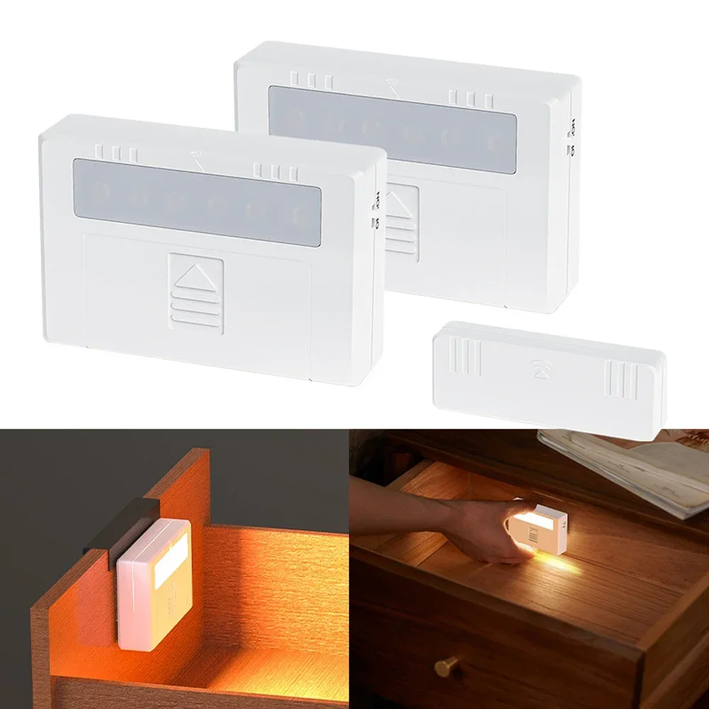 

2 PCS Smart Sensor Cabinet Light Battery Powered Induction Wardrobe Drawer Closet Lamp 40 Lumens LED Night Lights Kitchen Stair