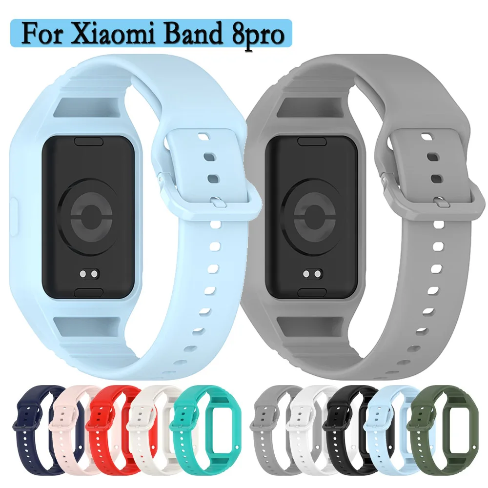 سوار معصم من السيليكون الناعم لسوار 8 برو ، حافظة للساعة وحزام ، سوار ساعة 2 في 1 ، جودة عالية