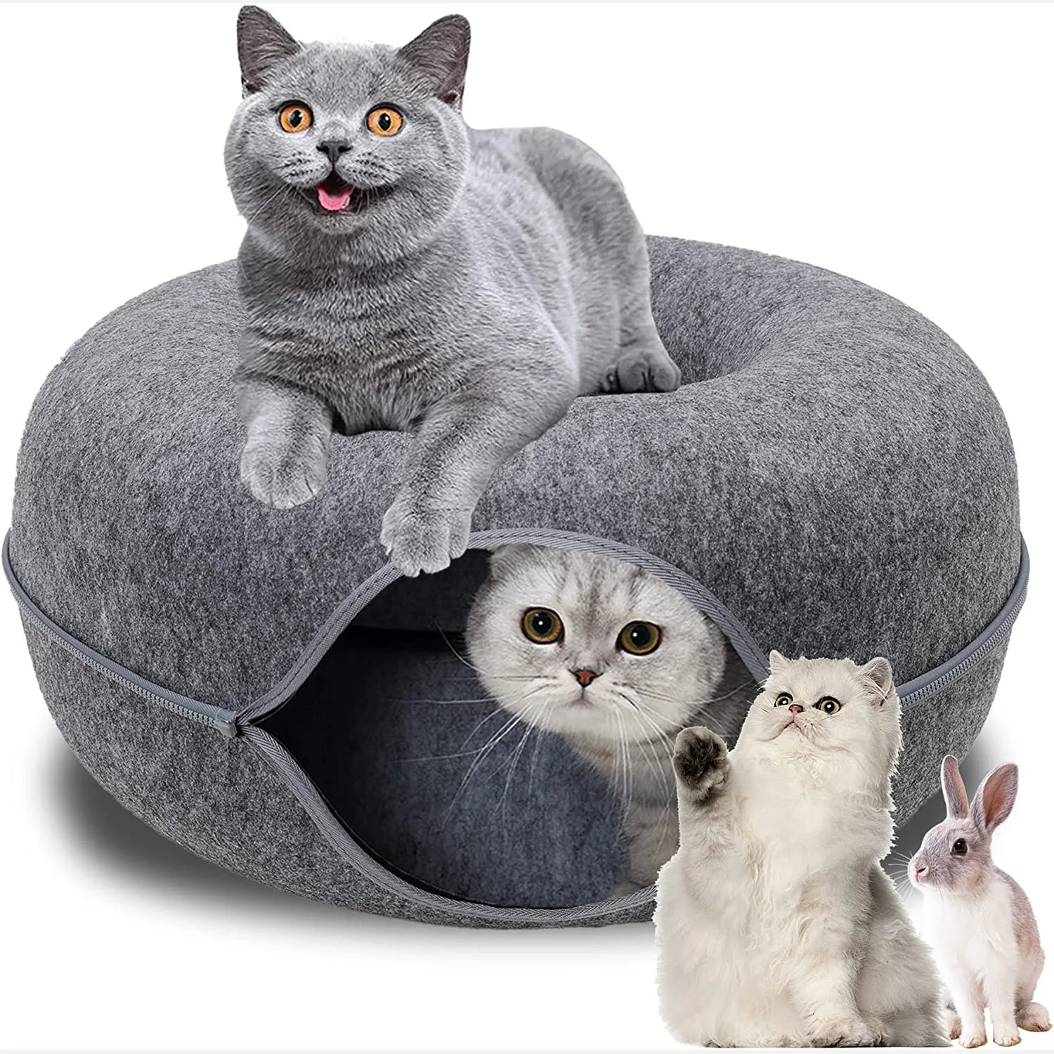 Donut Pet Cat Tunnel Interaktywna zabawka do zabawy Łóżko dla kota Podwójne zastosowanie Fretki Łóżko dla królików Tunele Zabawki do wnętrz Koty Dom Kociak Zabawka szkoleniowa