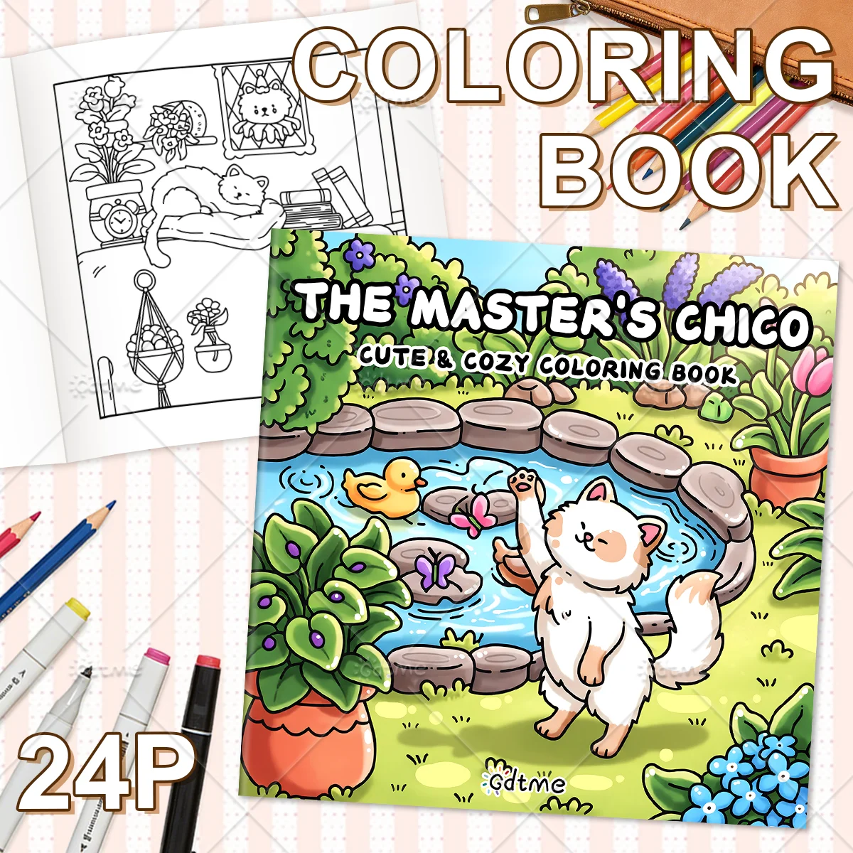 The Master's Chico Cute & Cozy Coloring Book For Adults Lovely Cat Garden Scenes Colouring Pages Stress Relief Relaxing Art Book