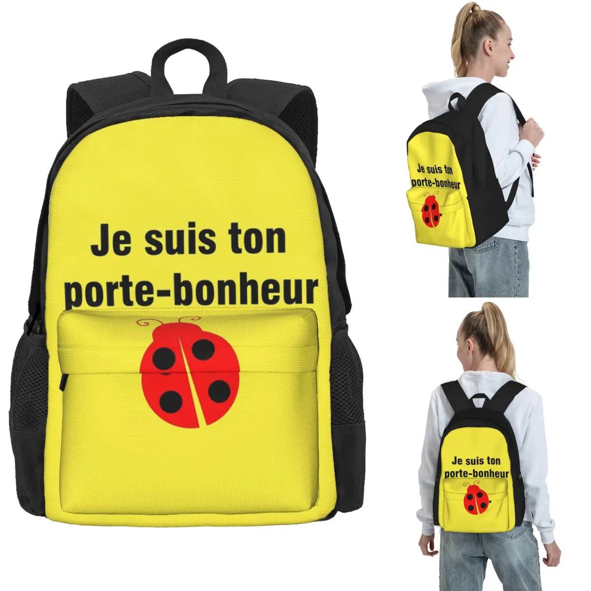 

I Am Your Lucky Charm Ladybug Backpack Hot Sale Daypack Large Capacity Kids BookBag School Bag Shoulder Bags for Men Women