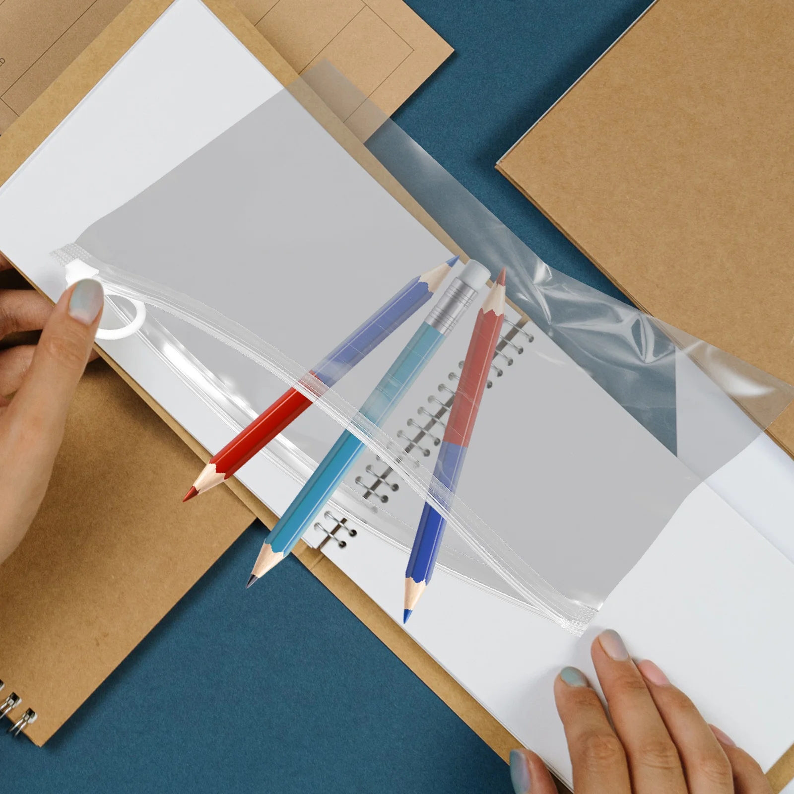 20 قطعة أكياس قلم رصاص تصميم سحاب سعة كبيرة منظم قرطاسية محمول خفيفة الوزن أكياس تخزين القلم المضادة للخدش قلم رصاص #6