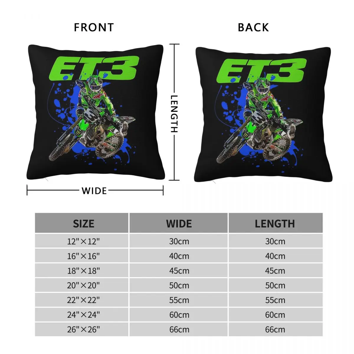 Eli Tomac Et3 Motocross Supercross Square Pillowcase Polyester Linen Velvet Pattern Decorative Throw Pillow Home Cushion Case